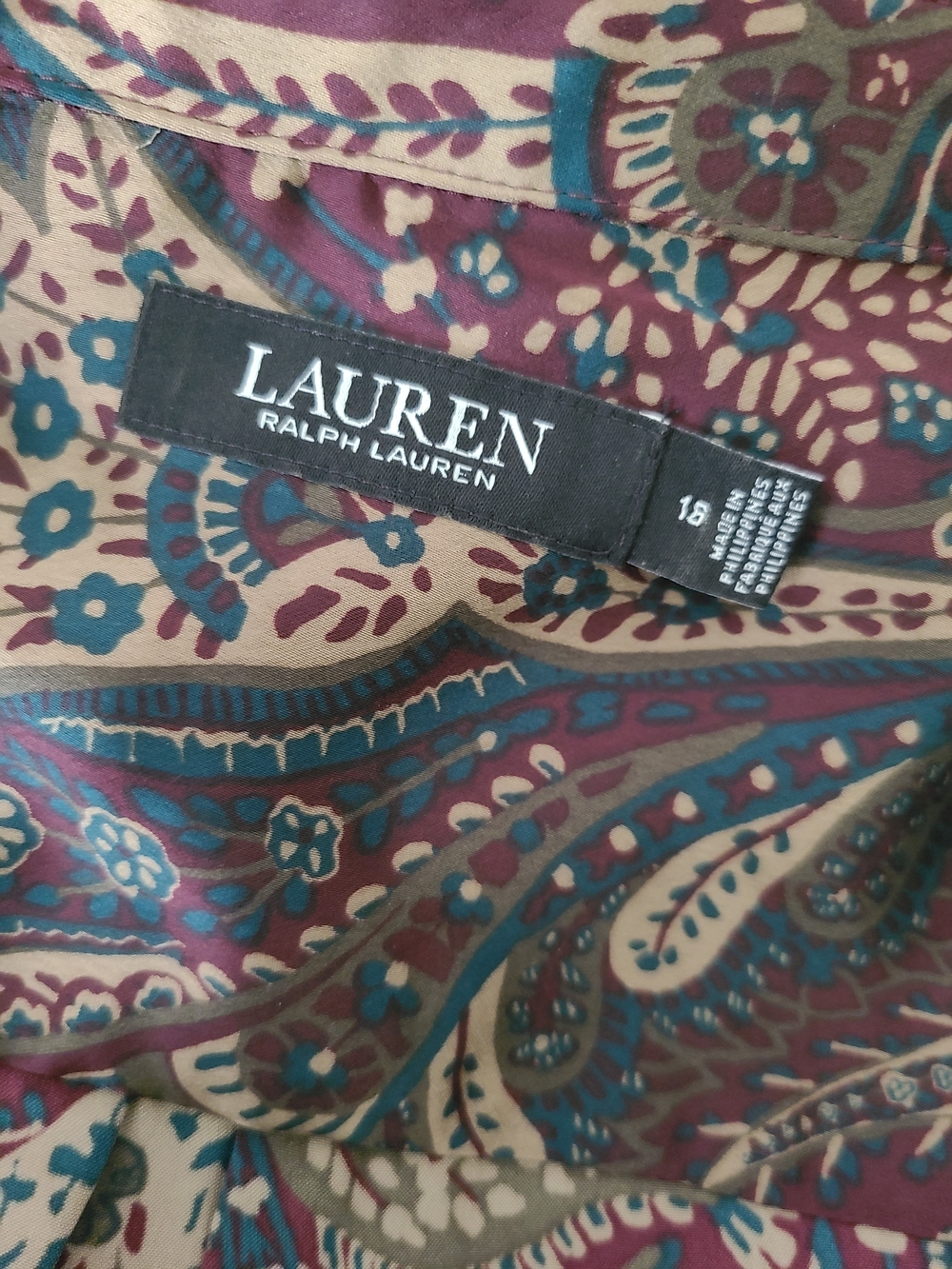 Lauren Ralph Lauren Burgundy Paisley Long Sleeve Dress - Picture 5 of 11